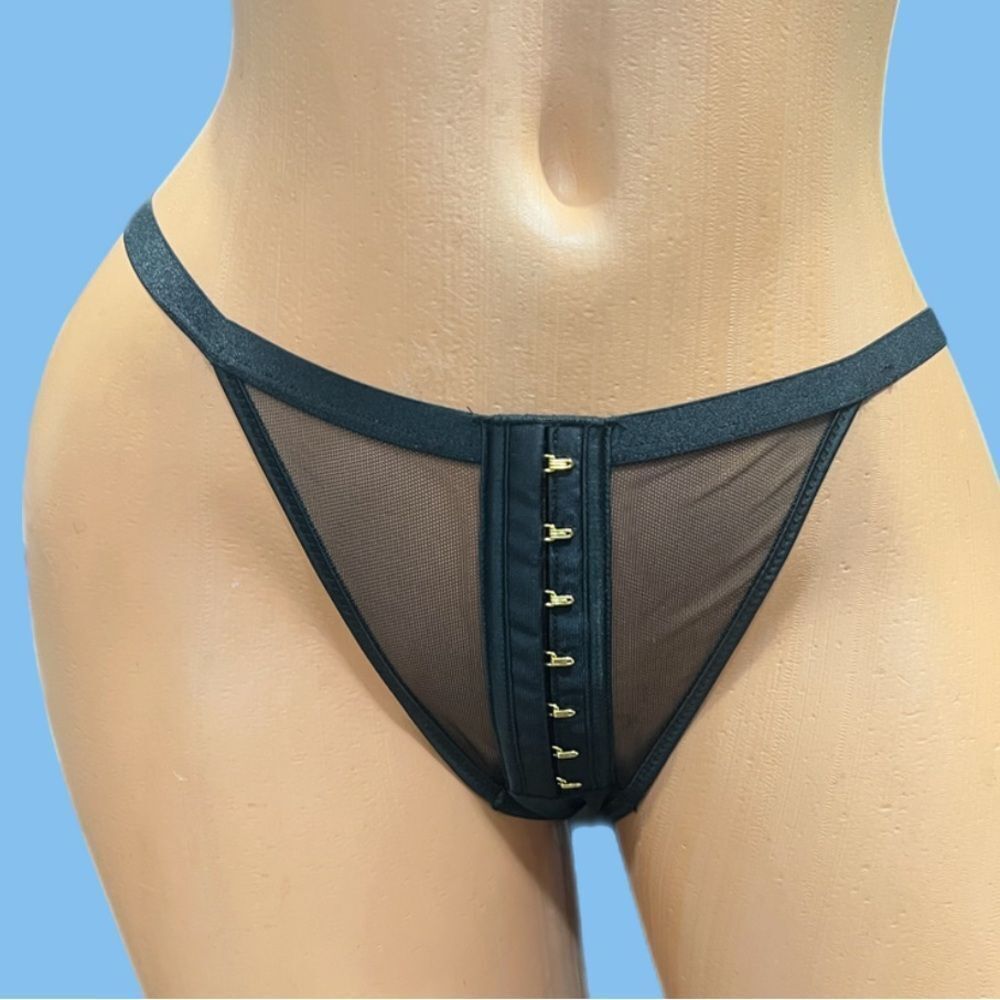 Victoria's Secret Luxe Floral Lace & Velvet trim Very Sexy Brazilian Slip Panty